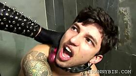 tranny dominates her slave with spit in a wild session