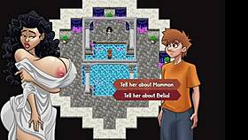 Ebony girl with big tits gives blowjob in hidden space