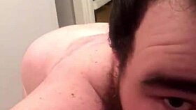 Young gay chub contrasts innocence with intense dildo sucking and riding