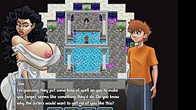 Ebony girl with big tits gives blowjob in hidden space