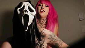 Hey girls, ready for intense strap-on action in this Halloween parody?