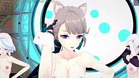 Bold Genshin characters engage in intense action.