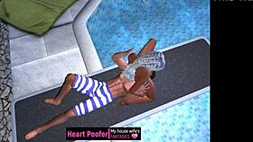 Outdoor adventure: Erotic pool play cartoon women