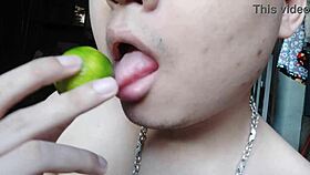 Chinese Asian Woman Licks Her Pussy During Intense Masturbation