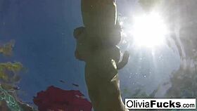 olivia enjoys summer pool time