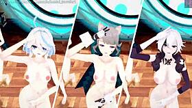 Bold Genshin characters engage in intense action.