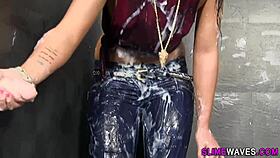 Tat Euro Slut Gets Messy in Bukkake Action