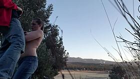 slut gives outdoor blowjob deepthroat