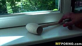 Hot Blonde Masturbates Intensely With Dildos In Bathroom