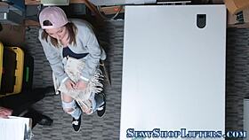 Shoplifter caught giving handjob and getting facial in the shop 😏