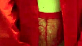 brunette in red lingerie playing with herself 😍