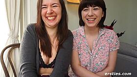 Lea fucks Kriss with a glass dildo... oops