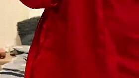 brunette in red lingerie playing with herself 😍