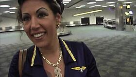Milf stewardess gets wrecked by black cock in hardcore action.