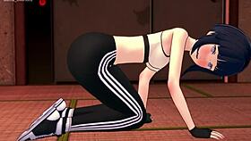 hinata uzumaki in a tight sport outfit, ready for action.