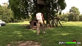 Outdoor handicapped amputee fucking in doggystyle and cowgirl 😈