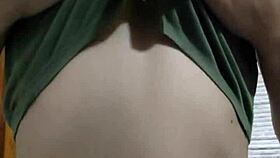 young teen having fun showing off in a homemade video.