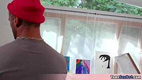 I gave that beautiful ebony teen a taste of my cock