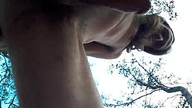 Gay sissy bitch fucks big cock mistress in public forest.