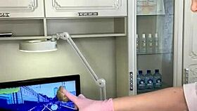 Sugarnadya depilates a strange pierced penis close up