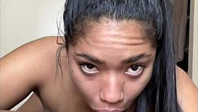 watch this ebony slut couple give deep pov blowjob to monster black cock non-stop