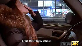 Debt4k debtor offers rough sex with blowjob and tits to boss for financial talk