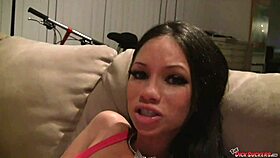 Petite Raven Bay delivers intense blowjob with deepthroat