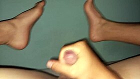 bisexual twink masturbates feet fetish with big cock and cum