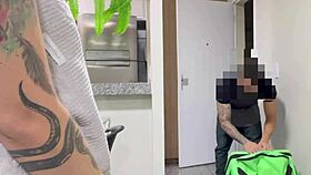 Uber Driver Fucks Tattooed Brunette MILF in Doggystyle and Cowgirl!