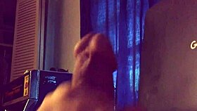 Allison moans stroking her big cock to cumshot.