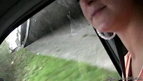 Hot babe RUBBING a cock while the guy drives, CAUGHT on hidden tape.