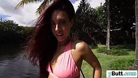 Hot redhead pawg bouncing on my cock in outdoor doggystyle