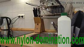Nylon Domina Humiliates And Trains Housewife Slave With Spitting And BDSM