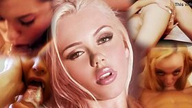 Beautiful Blonde Model Deepthroats Until Cum in Mouth