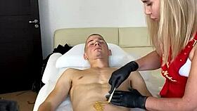 Deep bikini depilation session with SugarNadya and her student gets steamy! 🔥