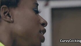 oiled big tits bounce during interracial fucking