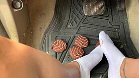 Dirty Feet In Socks Get Messy Pedal Pumping Action