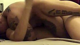 sexy little asian with tattoos riding passionately at home