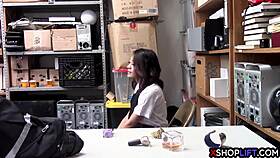 Asian petite teen trades pussy at office to avoid jail