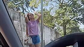 Risky Masturbation for a Hot Chick Staring at Me from the Bus Stop!