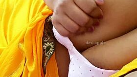Indian teen with big tits explores her body