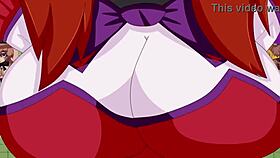 circus baby showing off her big boobs in hentai anime scene