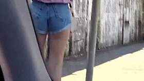Risky Masturbation for a Hot Chick Staring at Me from the Bus Stop!