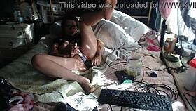 Milf plays with zucchini in kitchen