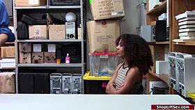 Petite brunette thief doggystyled by officer at work