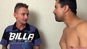 cock hungry trans slut danny bendochy takes two cocks in anal threesome