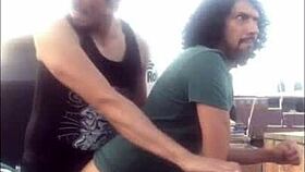 A Mexican amateur gets slippery on the rooftop in this gay scene