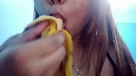 seductive filipina licks banana in fantasy