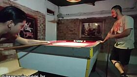 Tigresa Vip Presents Ela Baez And Cel Baez In Anal Sex On Pool Table With Gaucho Pussy Hunter