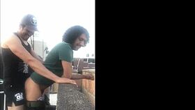 A Mexican amateur gets slippery on the rooftop in this gay scene